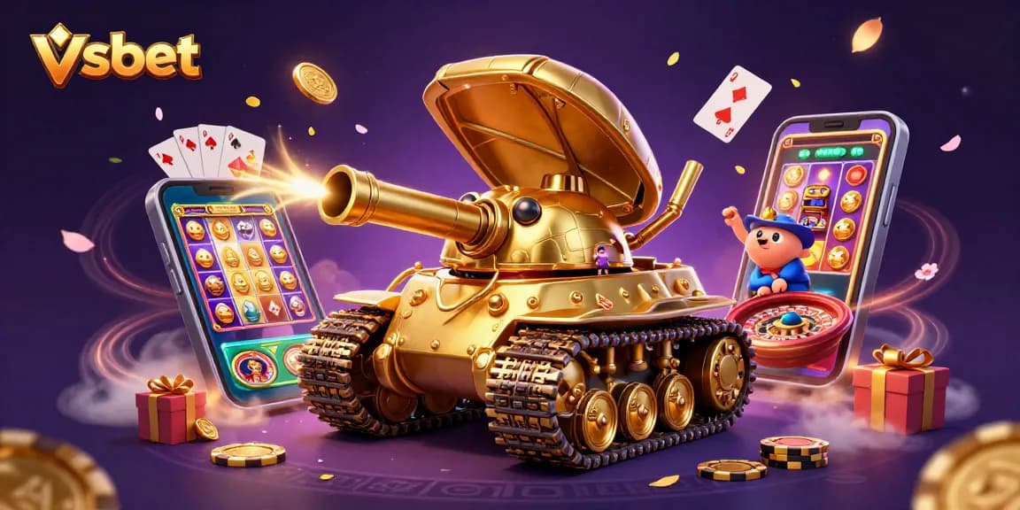 Spin and win big at vsbet with a vibrant 3D casino illustration featuring gaming elements and excitement.
