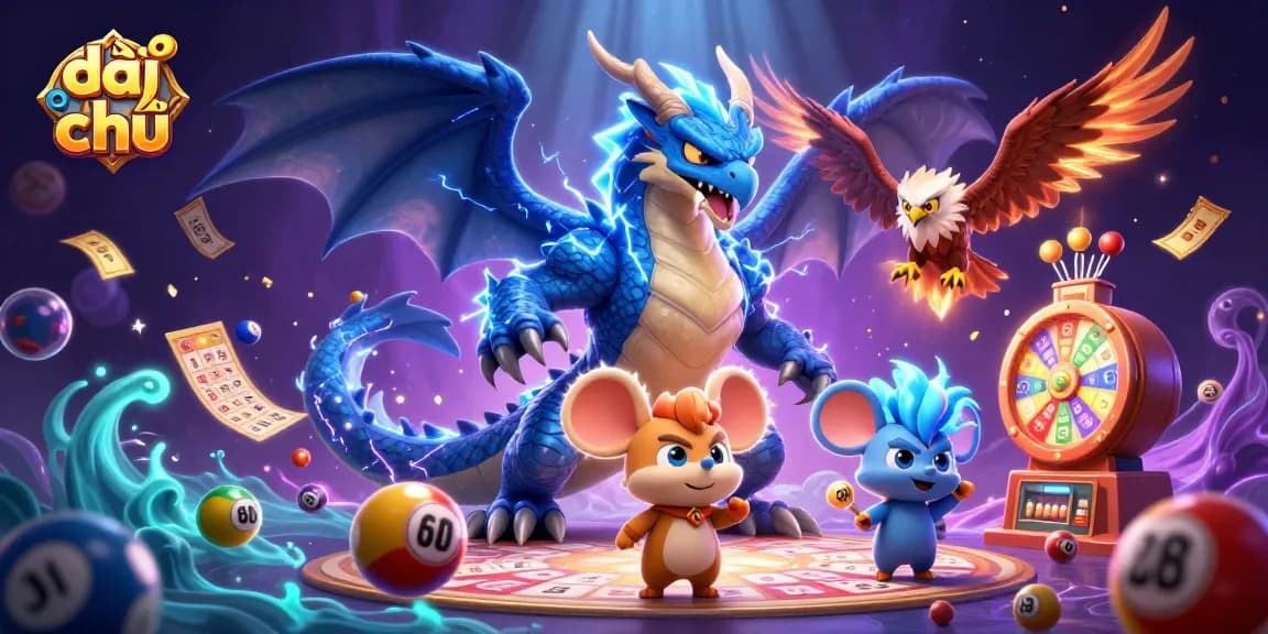 Experience the excitement of đấu địa chủ with vibrant lottery elements and dynamic characters in 3D