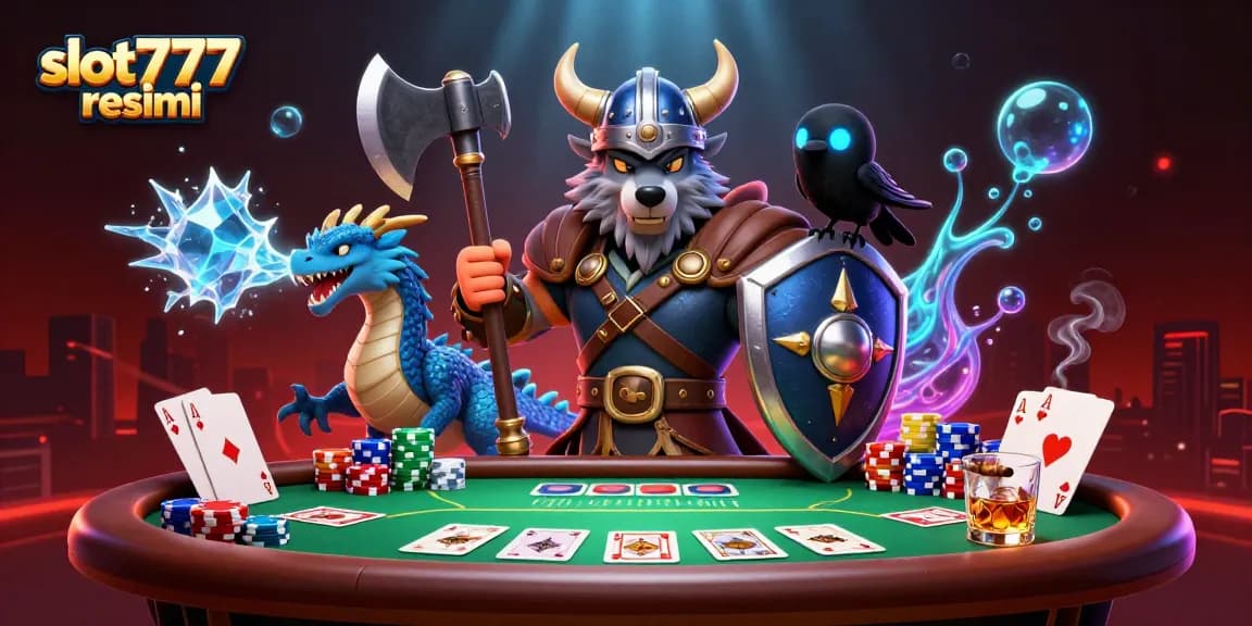 Engage with vibrant gameplay at slot777 resmi with Viking warriors, dragons, and poker elements.