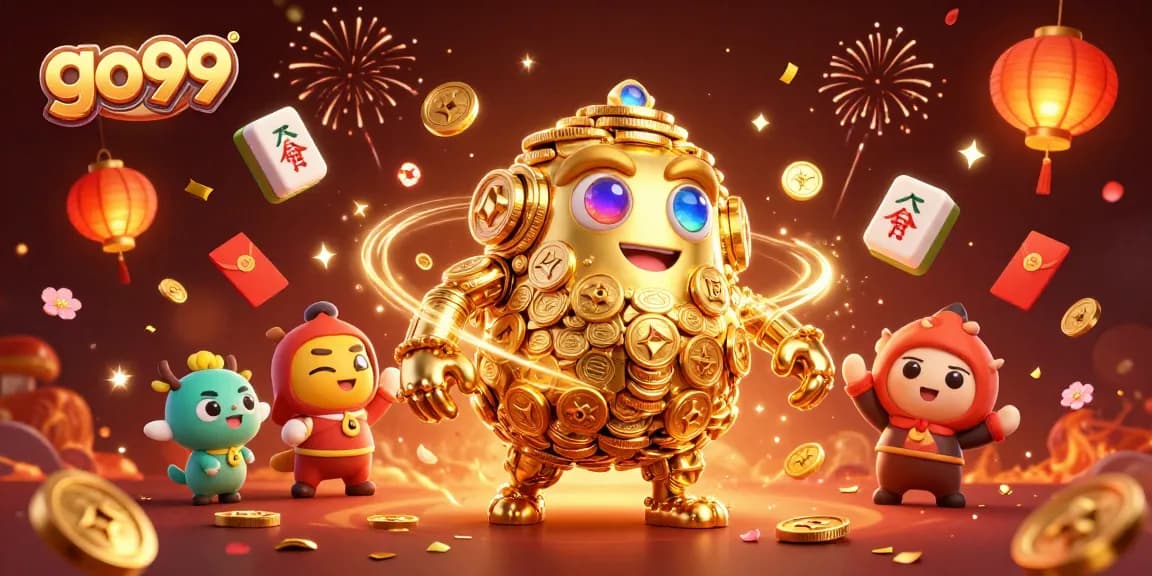 Experience thrilling gaming innovations with go99, featuring a golden golem surrounded by casino elements.