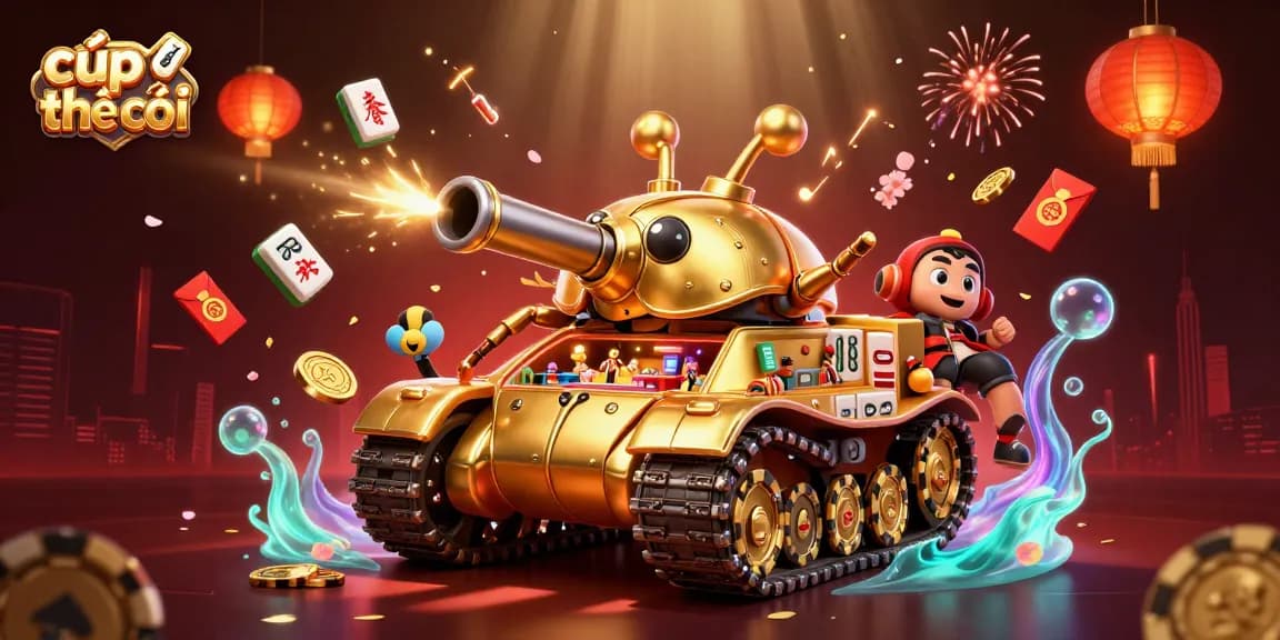 Engage with cúp thế giới in this vibrant 3D casino scene featuring a golden beetle tank.