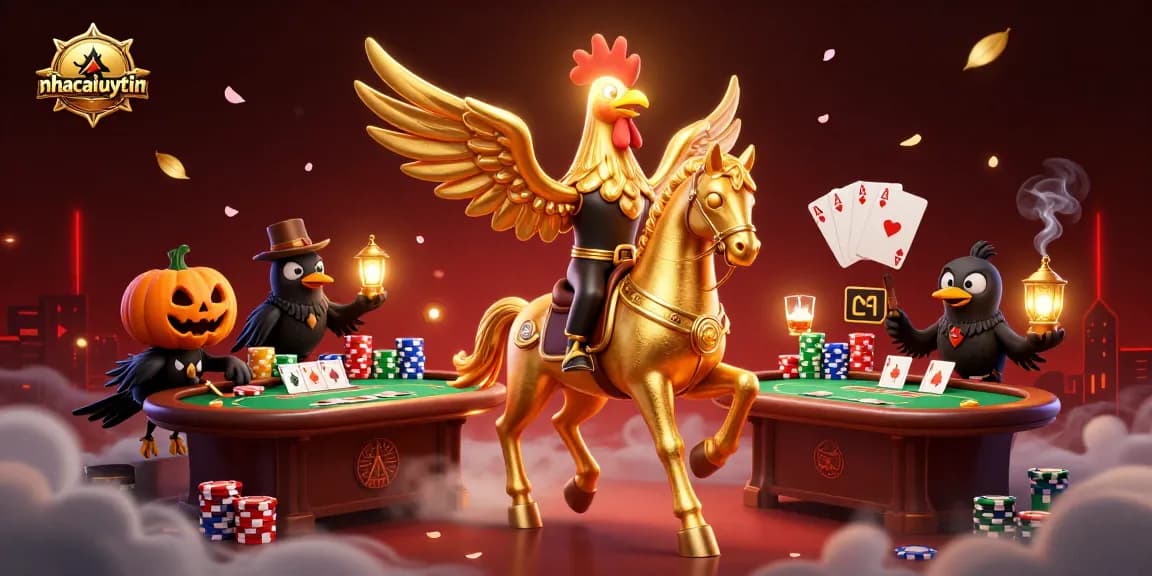 Bet on the thrilling scene of nhacaiuytin with vibrant casino elements and dynamic characters.