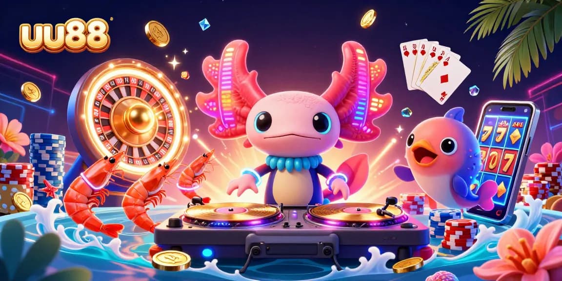 Experience thrilling gameplay with uu88 at a vibrant casino scene showcasing lively characters and dynamic gaming elements.