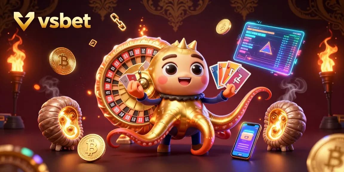 Win big with vsbet's dynamic 3D casino scene featuring a giant nautilus and crypto elements.