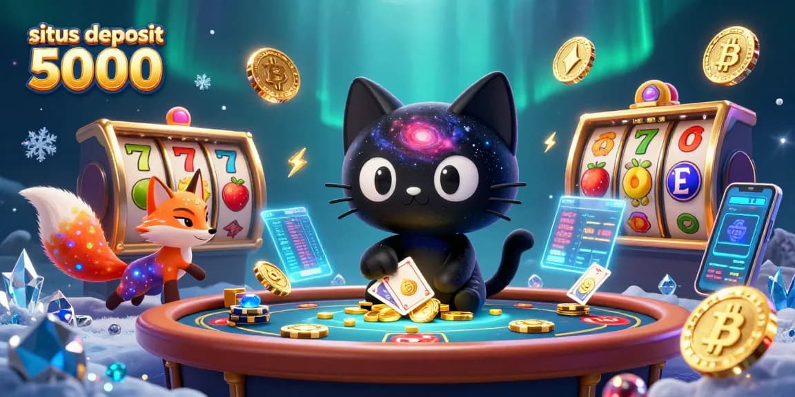 Play exciting games at situs deposit 5000 with vibrant 3D cosmic casino art and dynamic elements.