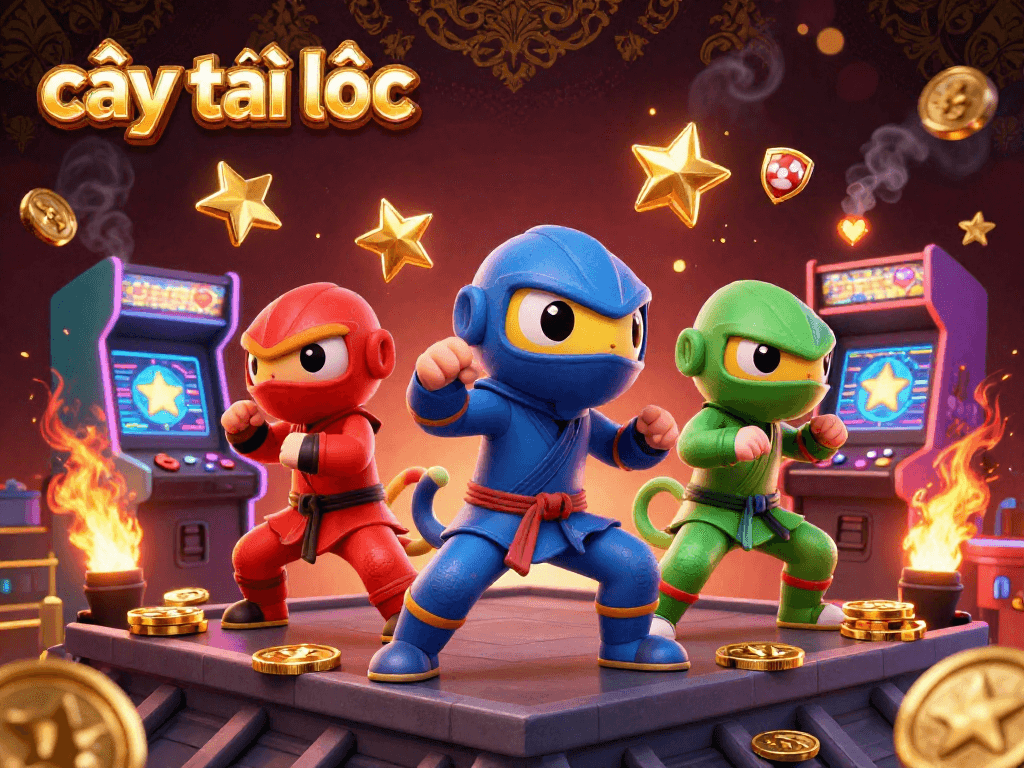Engage in thrilling spins with cây tài lộc as 3D chameleons perform around vibrant casino elements.