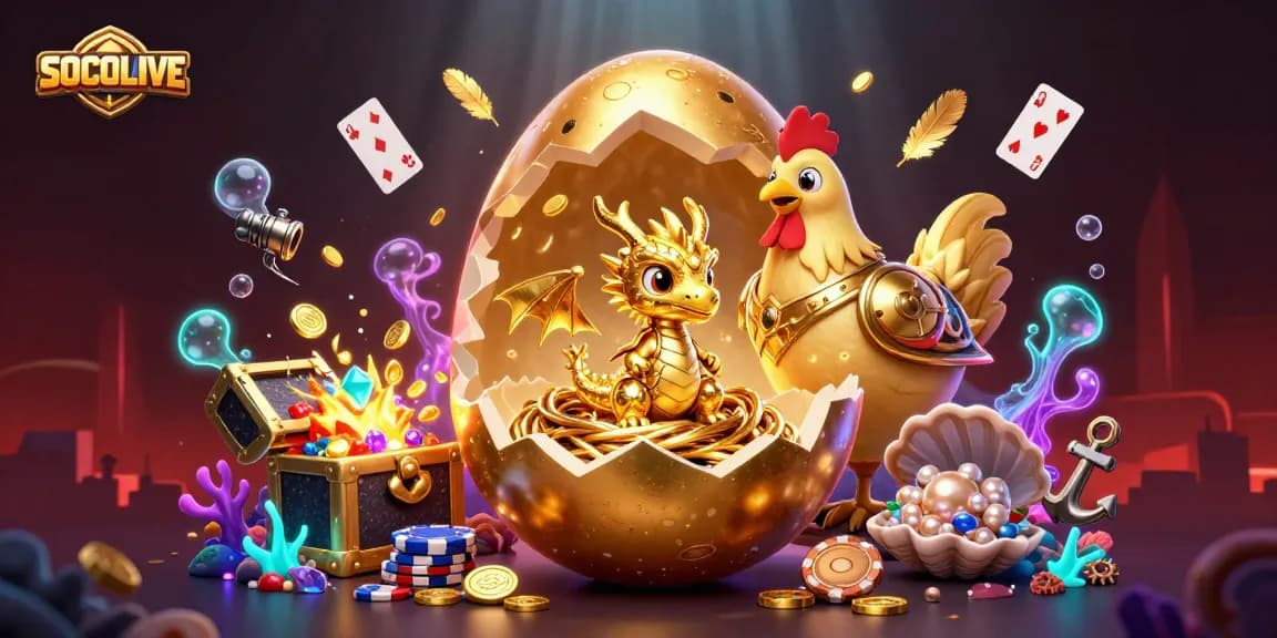 SOCOLIVE showcases a golden baby dragon on poker chips, emphasizing vibrant casino energy.