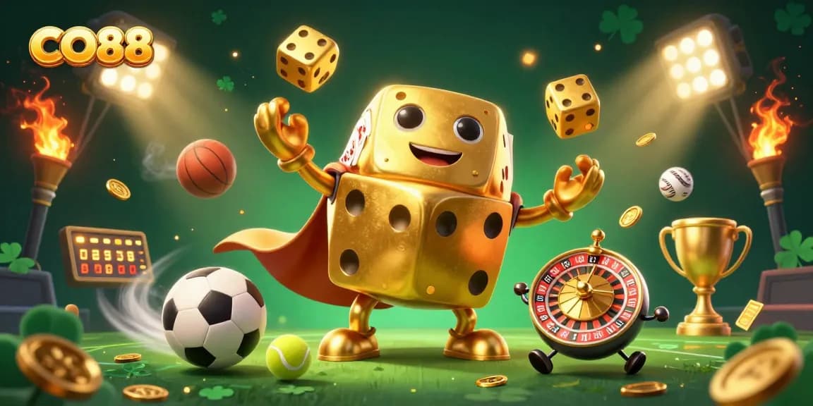 Experience CO88 with exciting games, vibrant characters, and dynamic sports elements in a thrilling casino setting.