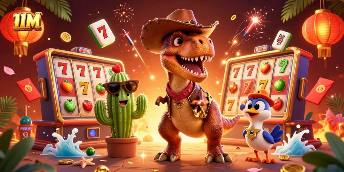 Join the excitement of casino gaming with 11M featuring vibrant characters and slot machine elements.
