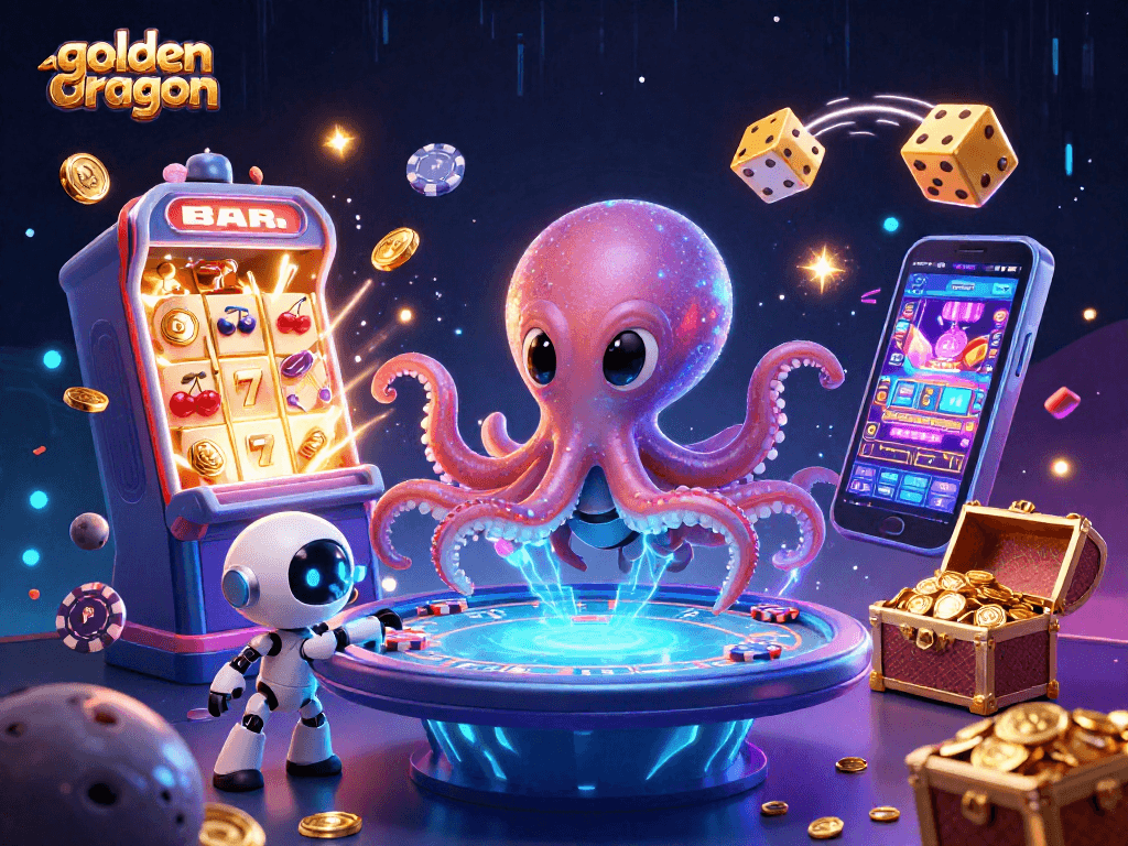 Engage with the golden dragon slot experience featuring an alien octopus dealer and explosive jackpots.