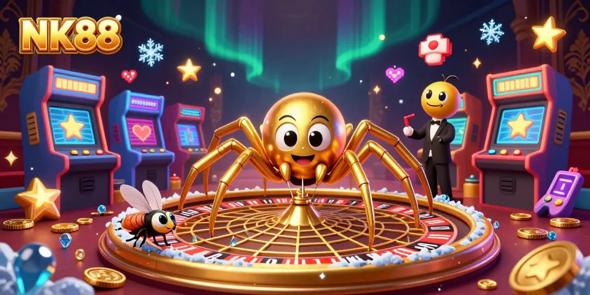 Experience thrilling bets at NK88 with a golden spider roulette and a centipede croupier.