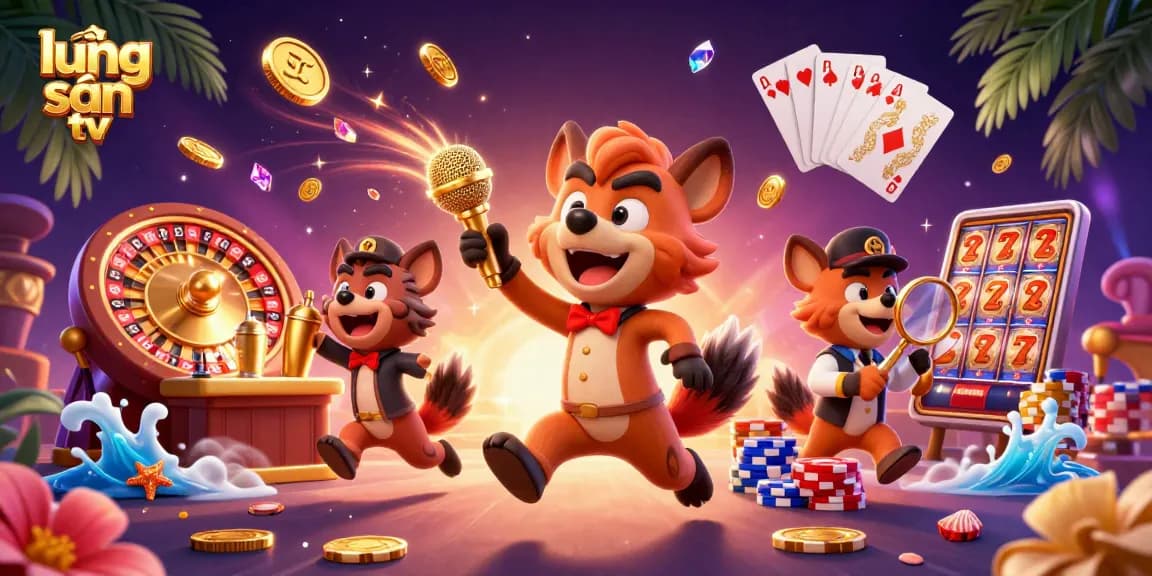 Experience the vibrant lương sơn tv comedy casino scene with hyenas, golden coins, and lively atmosphere.
