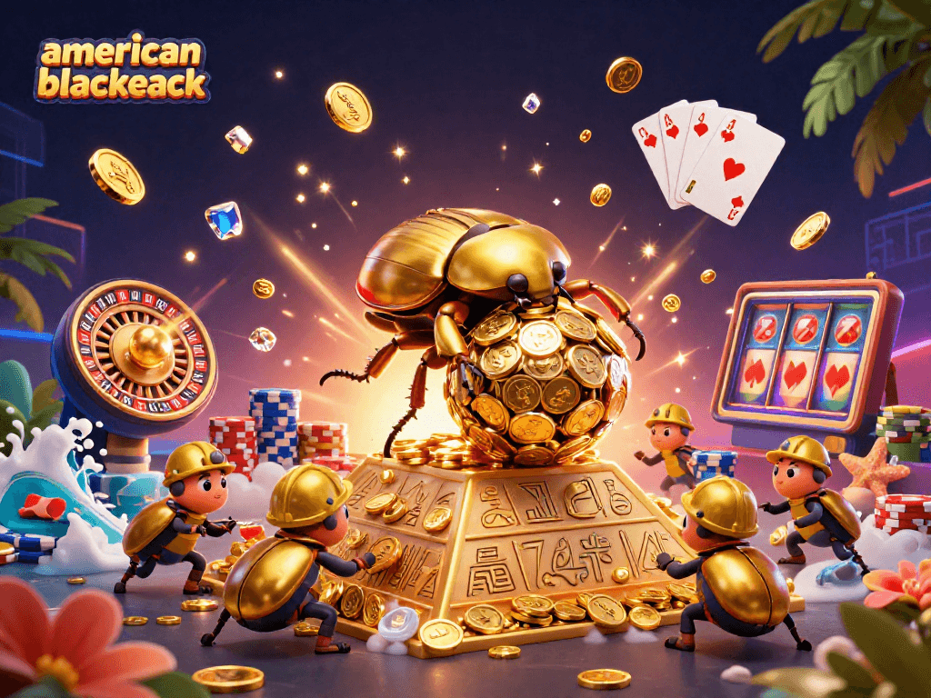 Experience the thrill of american blackjack with dazzling casino elements and vibrant characters.