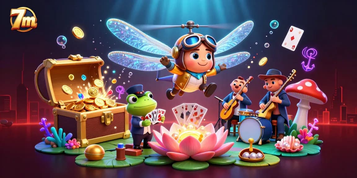 Engage with vibrant casino excitement at 7m, showcasing 3D characters and thrilling gaming elements.