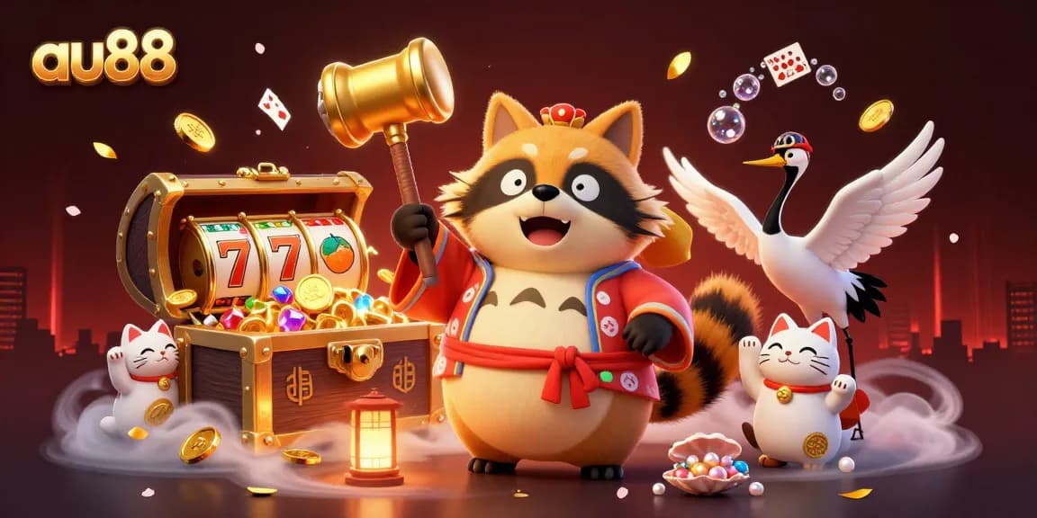 Celebrate your wins at au88 while enjoying vibrant gameplay and lucky symbols in this captivating scene.
