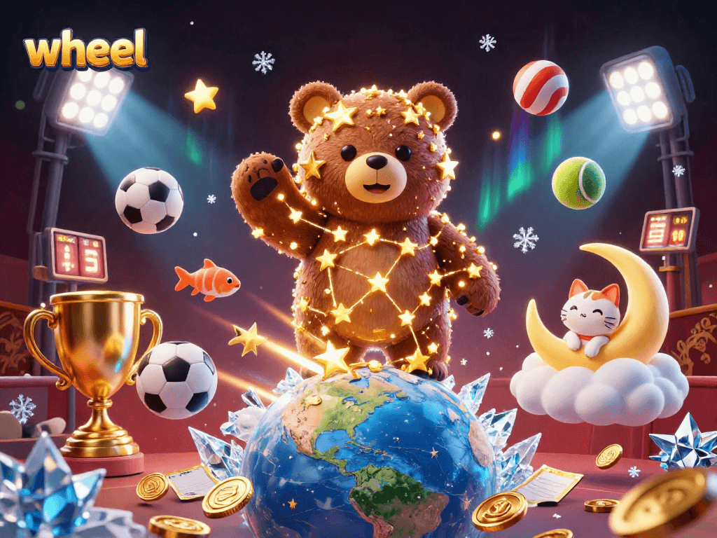 Spin the wheel for exciting rewards in this vibrant casino-themed illustration.