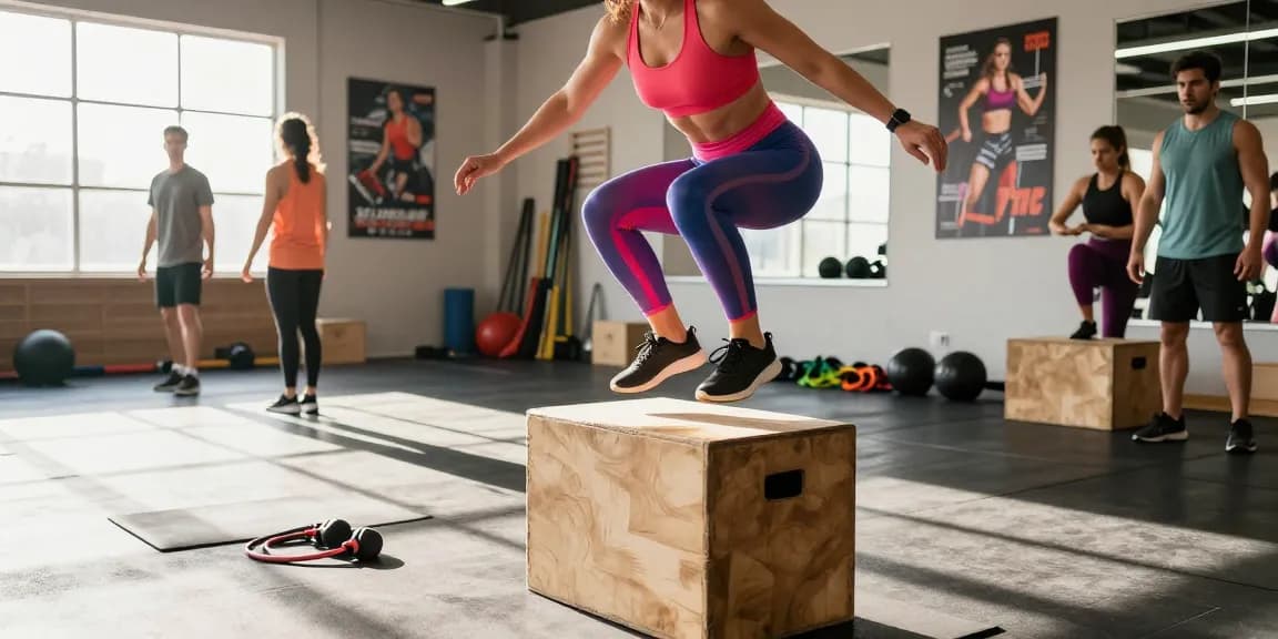 Dynamic fitness scene showcasing an athlete performing box jumps, emphasizing the DRAGON222 link for effective workout strategies.