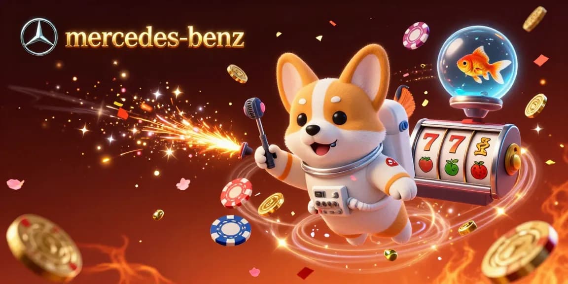 Play exciting casino slots with mercedes-benz-themed visual elements in a vibrant illustration