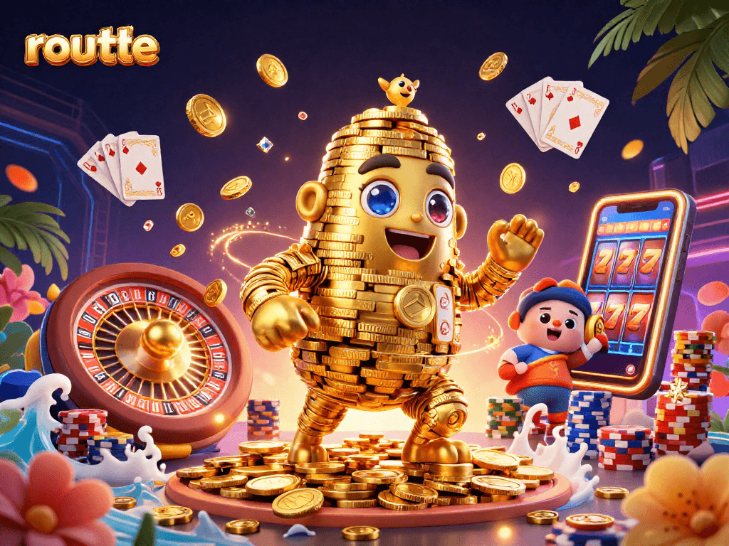 Experience the thrill of roulette with vibrant golden coins and a dynamic 3D roulette wheel spinning.