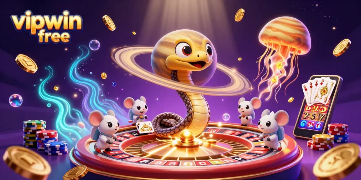 Place bets and experience exciting gameplay with vipwin free in this dazzling 3D casino illustration featuring unique characters.