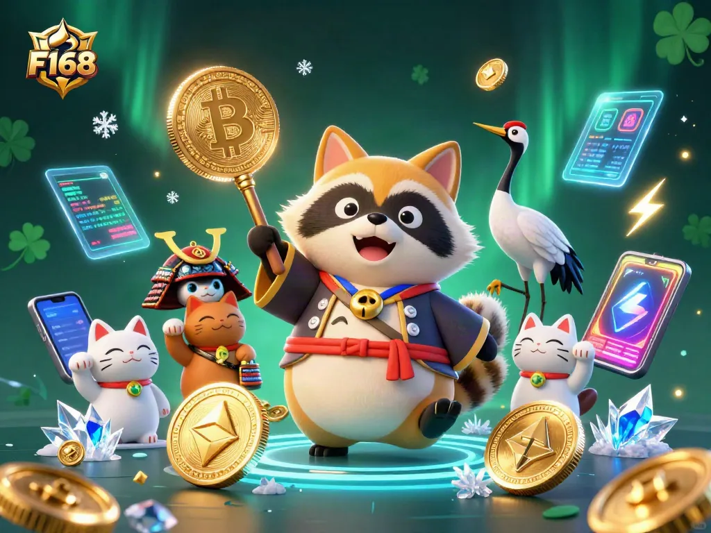 Spin the reels with F168 and win big as the lucky tanuki and friends celebrate!