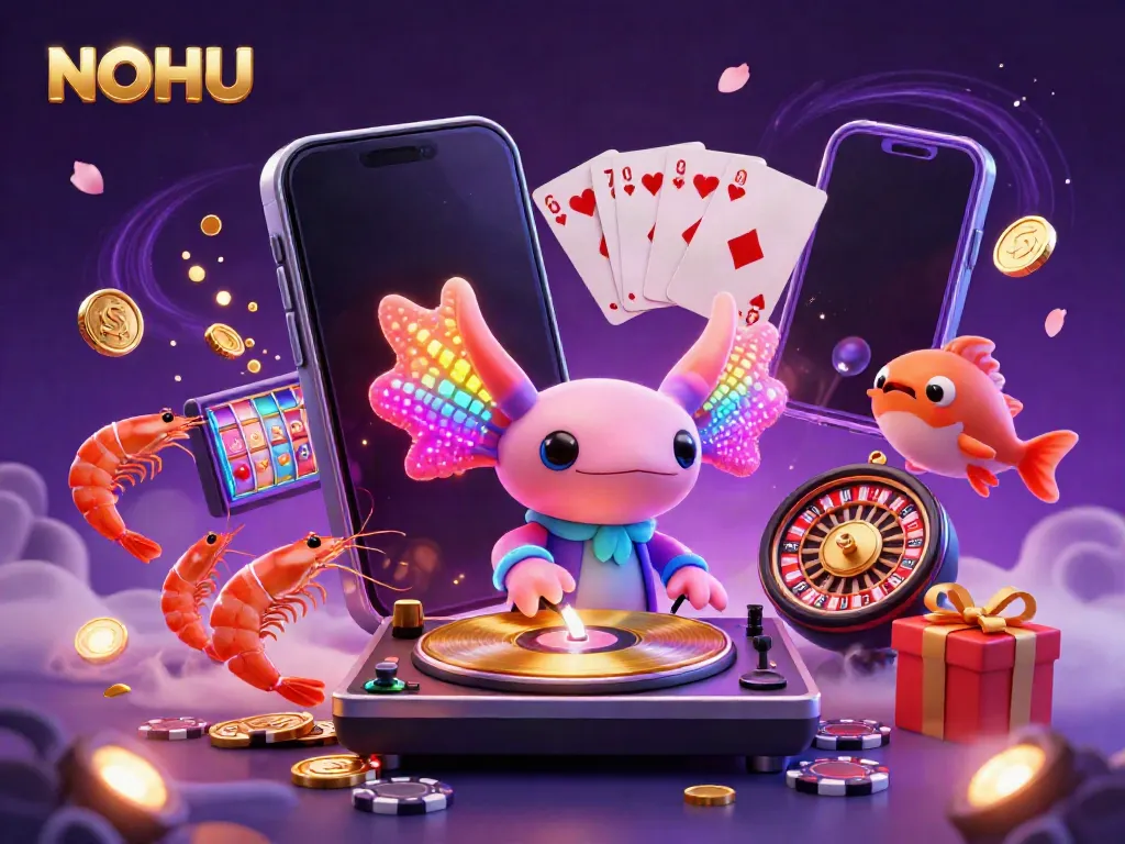 Engage with NOHU's exciting slot experience featuring vibrant characters and dynamic casino elements.