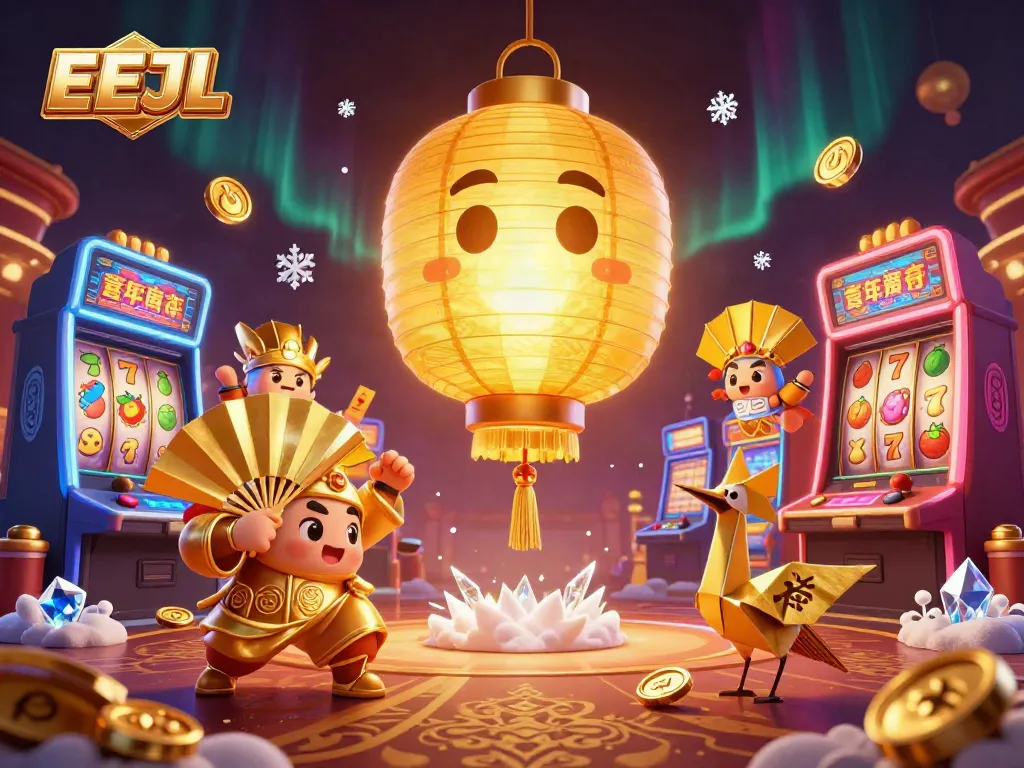 Enjoy thrilling slot games at EEJL with vibrant visuals and dynamic characters in a captivating scene.