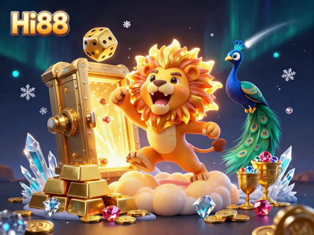 Experience thrilling wins at Hi88 with vibrant 3D illustration of casino adventures and gaming excitement.