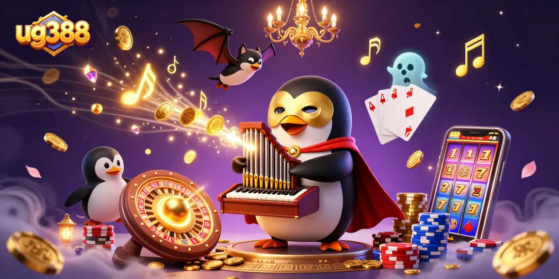 Experience the thrilling adventures of ug388 with a penguin playing organ as golden coins rain down!