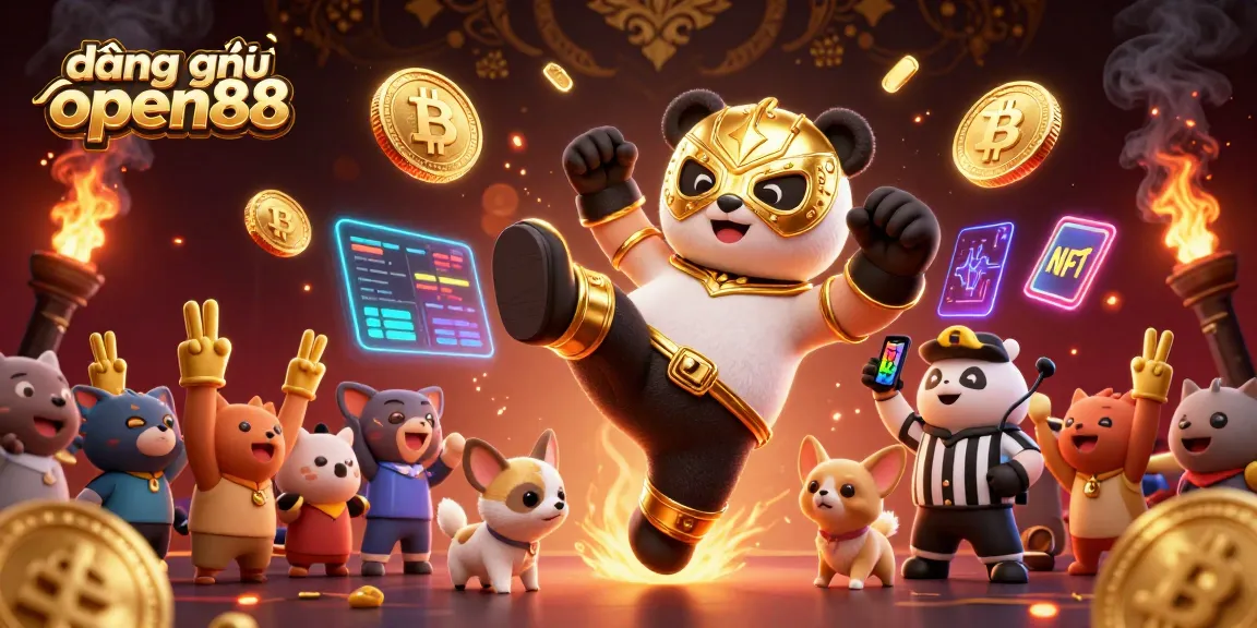 Engage with đăng ký open88 through exciting scenes of dynamic betting action in a cartoon illustration.
