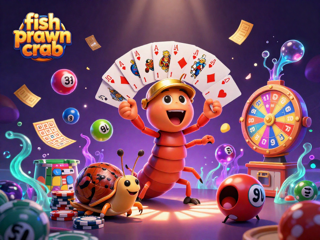 Engage in the fish prawn crab lottery adventure featuring vibrant characters and dynamic game elements.