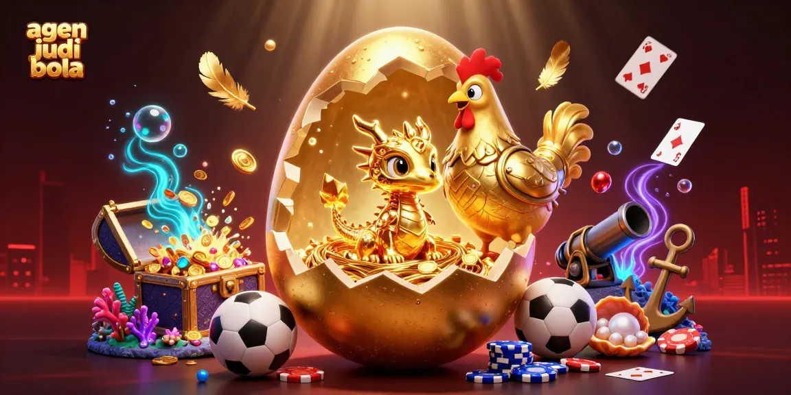 Win big with agen judi bola, featuring a golden dragon on poker chips amidst vibrant gambling elements.