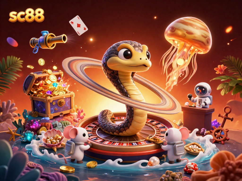 Experience thrilling bets at sc88 with a cosmic roulette scene featuring unique gambling elements.