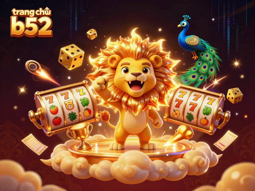 Experience the thrill of games at trang chủ b52 with vibrant slots, golden dice, and engaging casino elements.