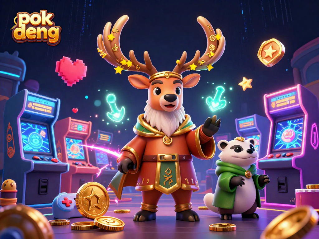 Experience the thrill of pok deng with a colorful 3D casino scene showcasing druid characters, vibrant gaming elements, and dynamic visuals.