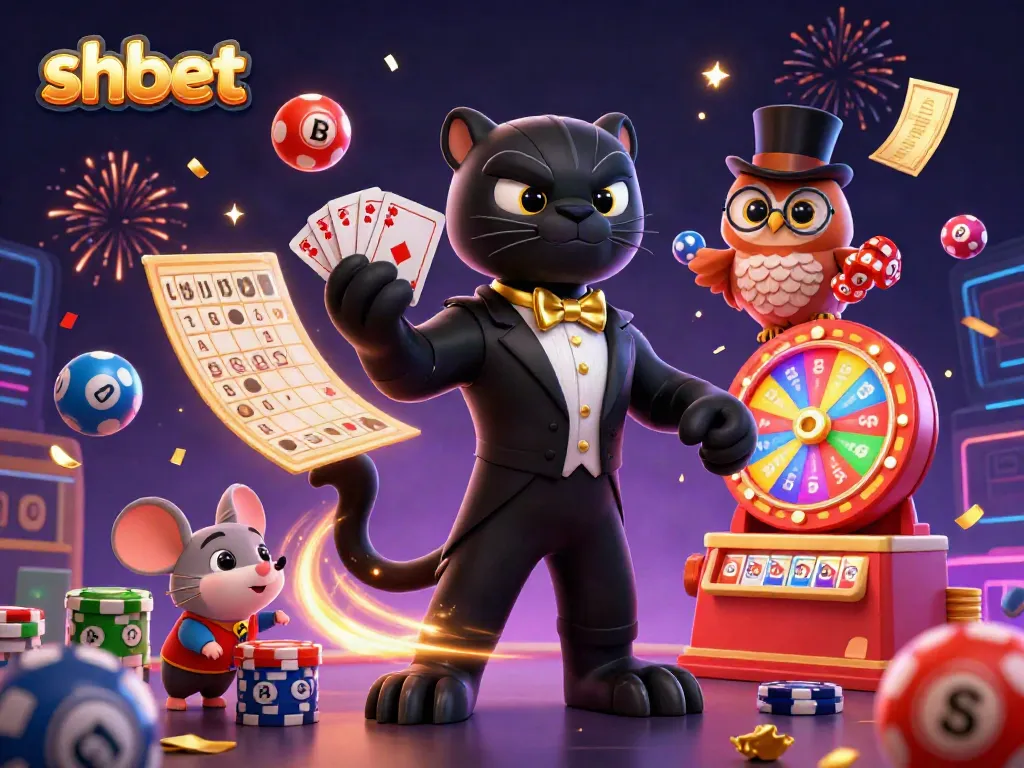 Experience thrilling moments at shbet with a stylish panther, owl, and lucky mouse in a dynamic casino scene.