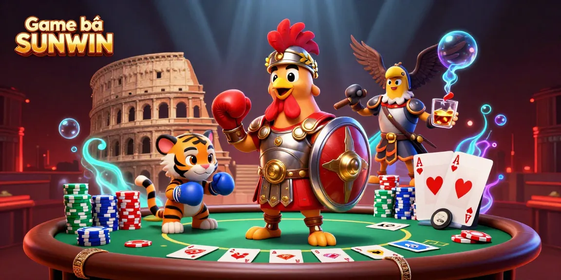 Experience high-stakes play in the Game bài SUNWIN arena with vibrant poker elements and dynamic characters.