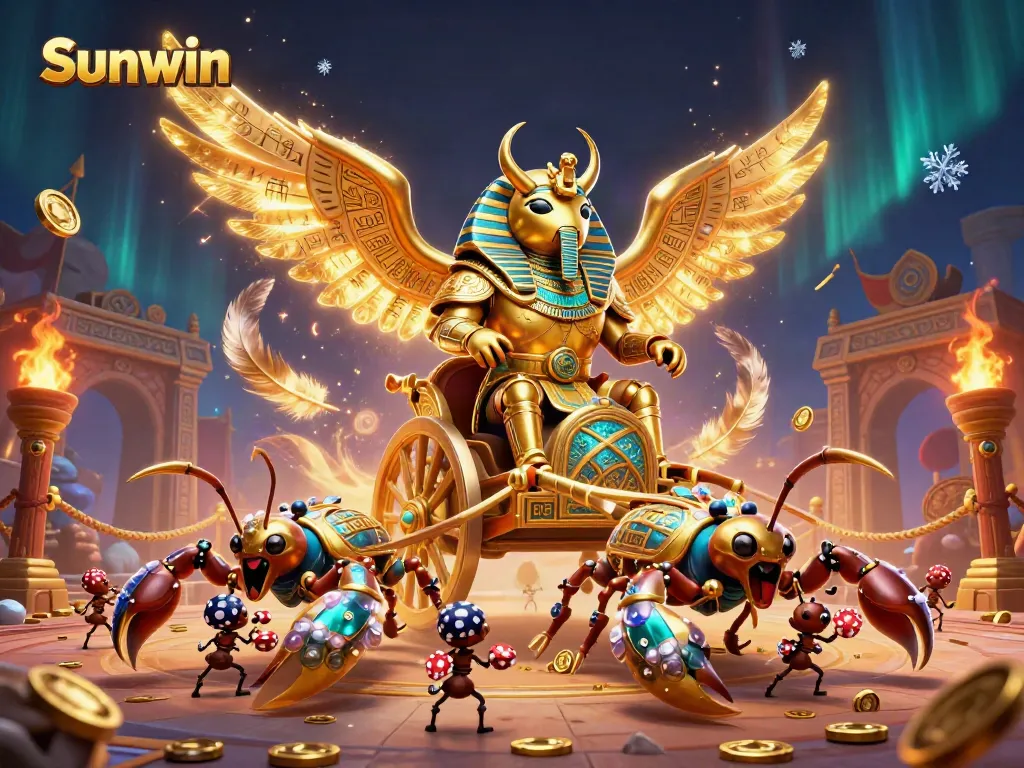 Sunwin online gaming scene featuring dynamic characters and casino elements in an engaging 3D illustration.