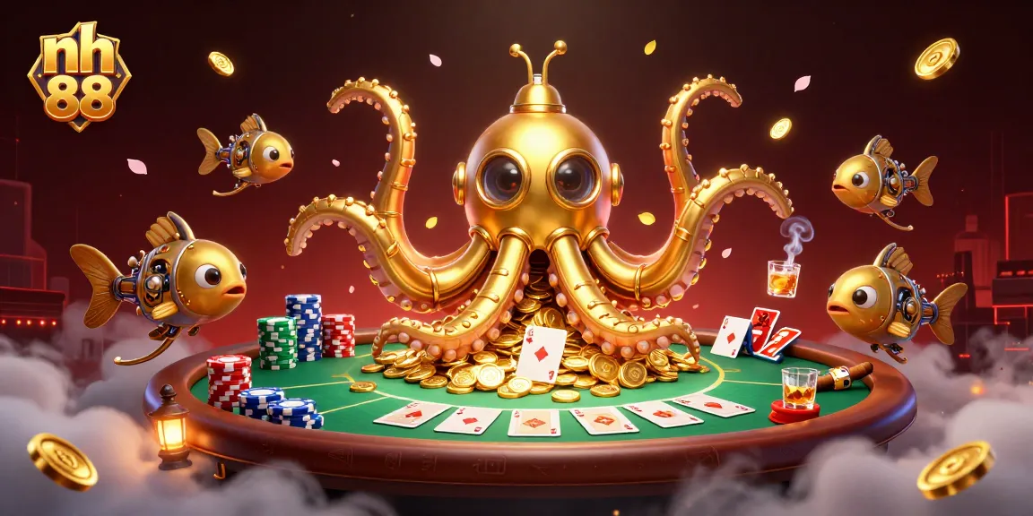 Experience thrilling gameplay at nh 88 with the mesmerizing kraken submarine surrounded by poker elements
