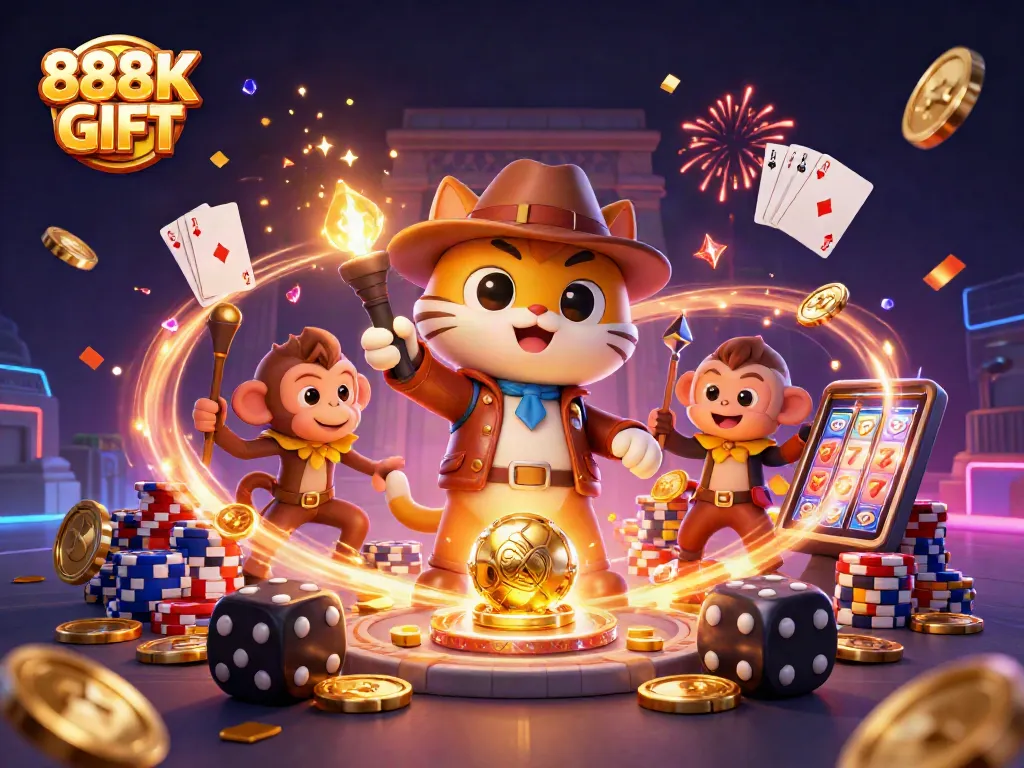 Experience thrilling wins with 888K GIFT through a vibrant casino adventure filled with action.