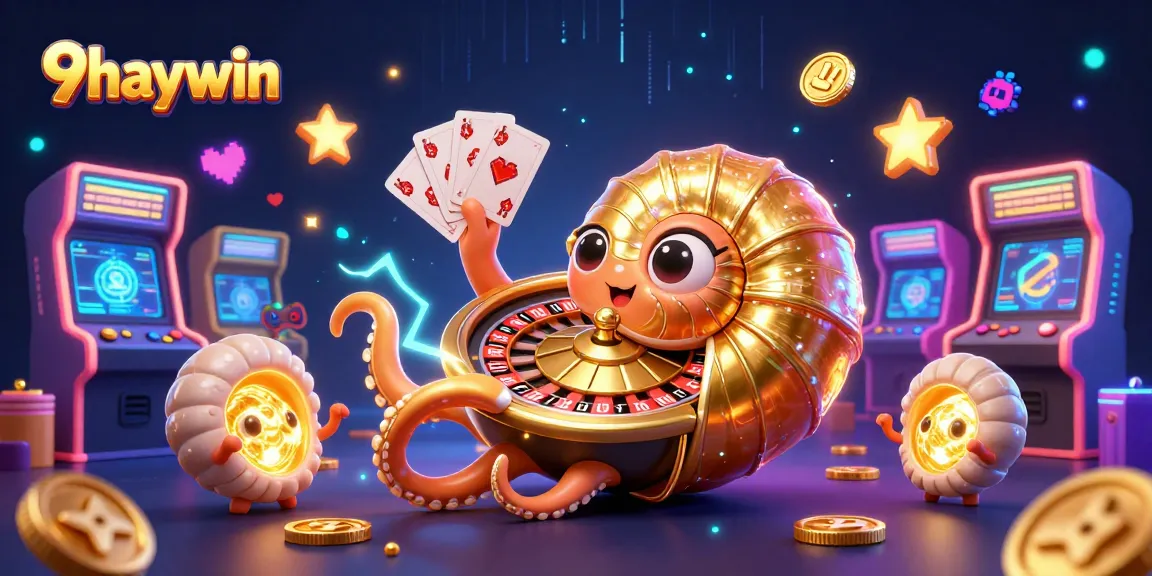 Experience thrilling gaming action with 9haywin’s vibrant 3D casino scene showcasing roulette and arcade elements.
