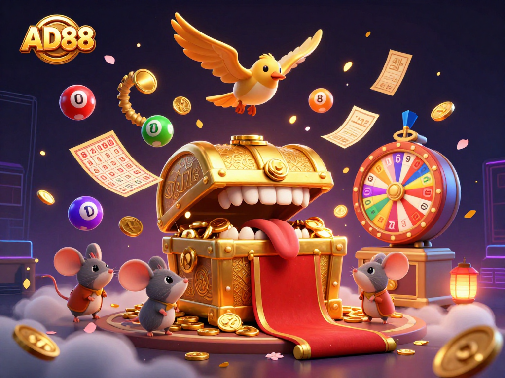 Engage in thrilling lottery adventures with AD88's colorful games and vibrant elements.