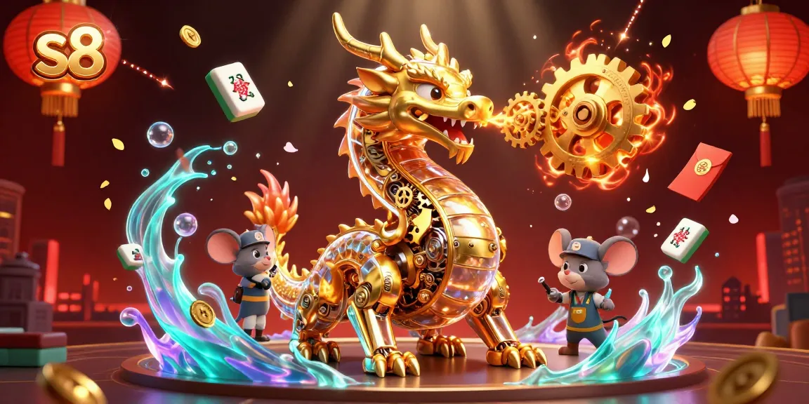 S8 guides players through thrilling casino experiences with vibrant dragons and festive elements.