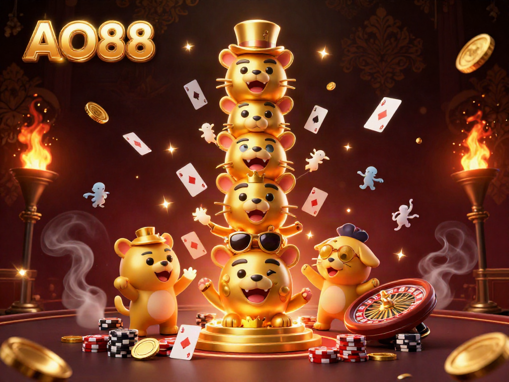 Experience thrilling poker action with AO88's golden totem in a rich, dynamic gaming scene