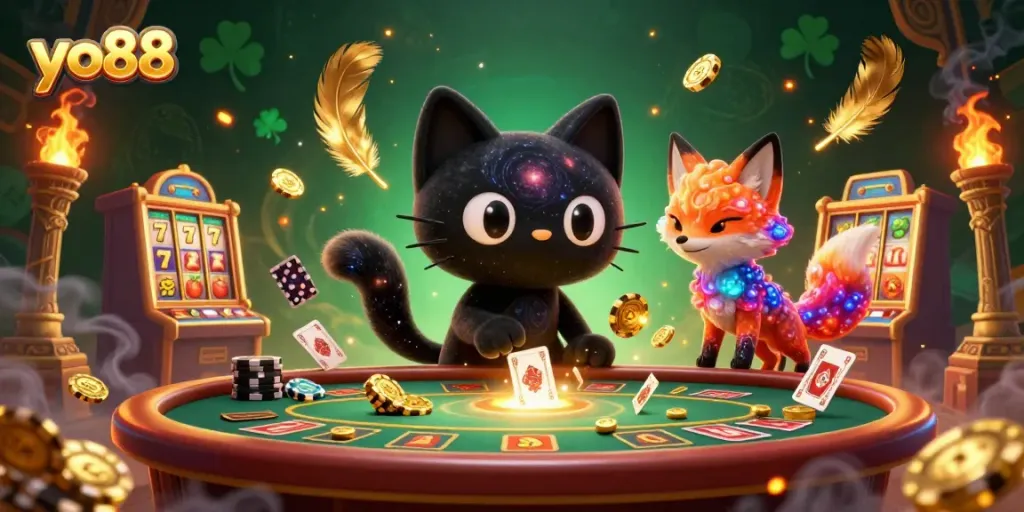 Experience the excitement of yo88 casino with a captivating cosmic scene featuring a black hole cat.