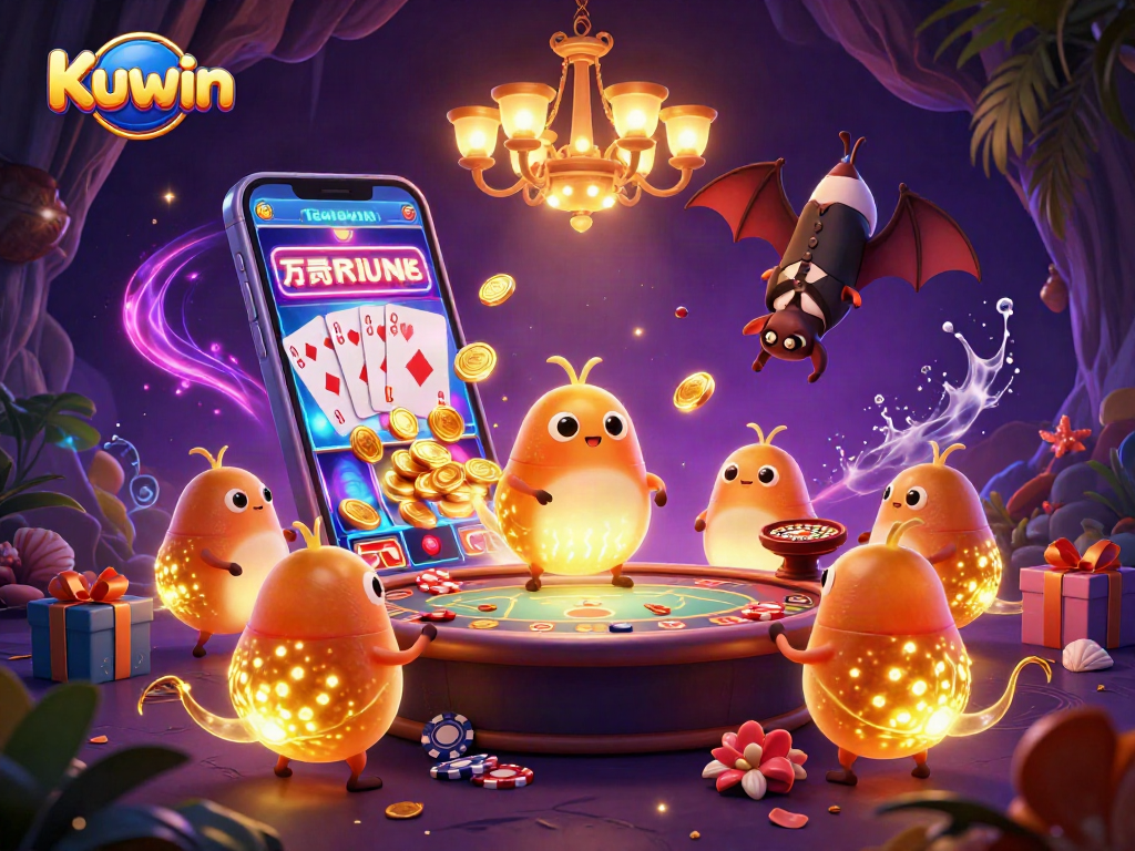 Kuwin engages players with a vibrant casino scene illuminated by glowworms, offering dynamic gameplay.