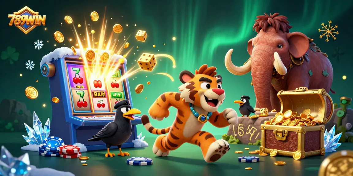 Experience thrilling wins at 789WIN, a vibrant 3D casino scene bursting with action!
