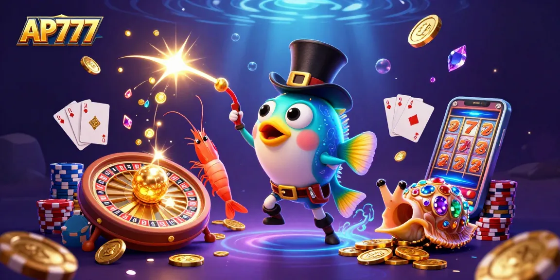 Engage with AP777 casino excitement through golden coins and dynamic gaming elements in a vibrant underwater scene.