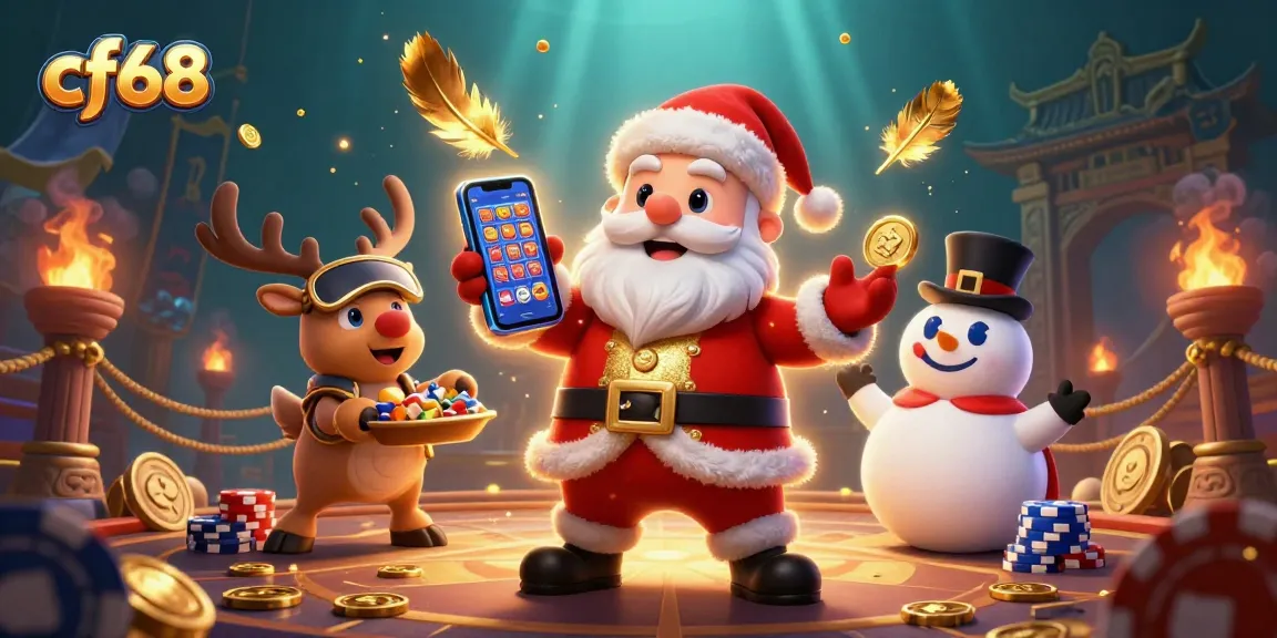 Experience thrilling fun at cf68 with Santa and friends in this vibrant casino scene.