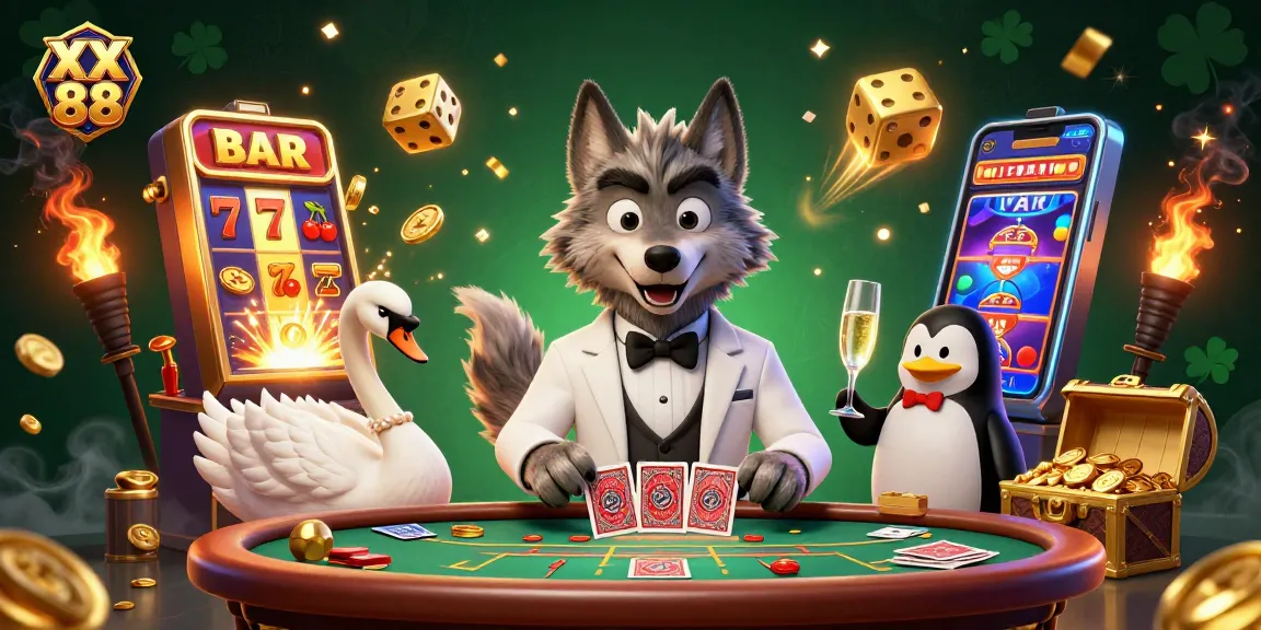 Engage with the vibrant world of XX 88 in this lively 3D casino illustration packed with action and excitement.